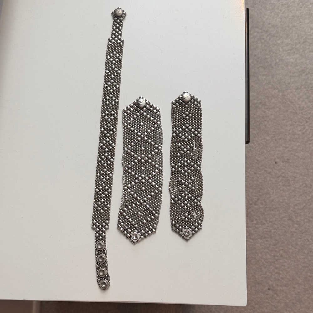 3 different Liquid Metal Sergio Gutierrez silver cuff bracelets handcrafted - Picture 2 of 8
